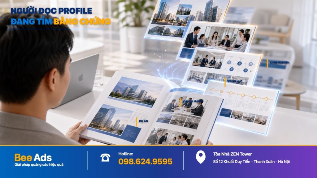 Khách hàng đọc Profile công ty để đánh giá năng lực và độ tin cậy