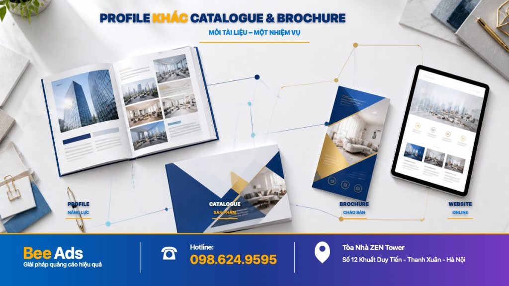 Phân biệt Profile công ty Catalogue Brochure và Website