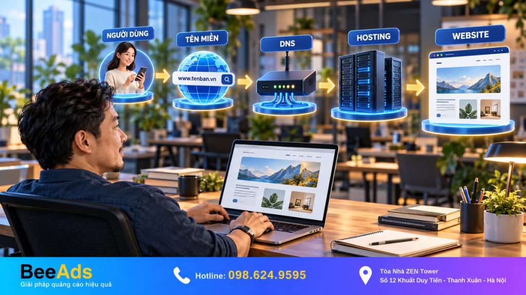 Mối quan hệ giữa tên miền DNS Hosting và Website