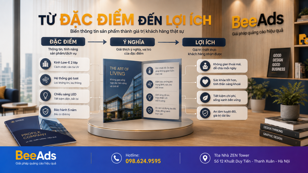 Trình bày lợi ích sản phẩm trong Brochure