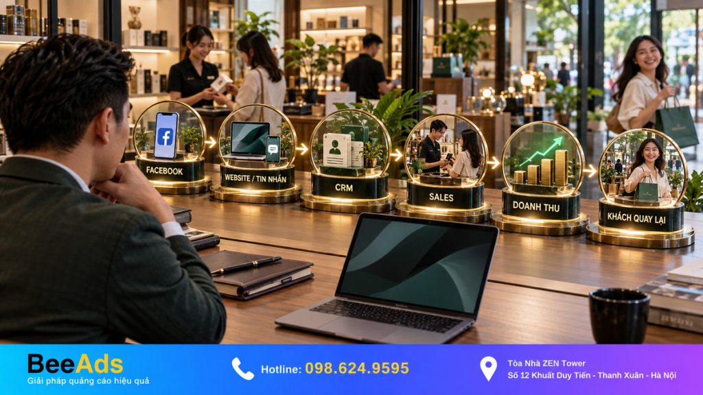 Facebook Website CRM trong hệ thống bán hàng