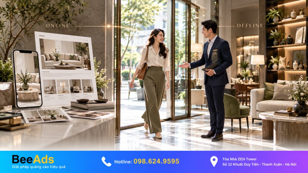 Kết hợp Fanpage Online và Showroom Offline