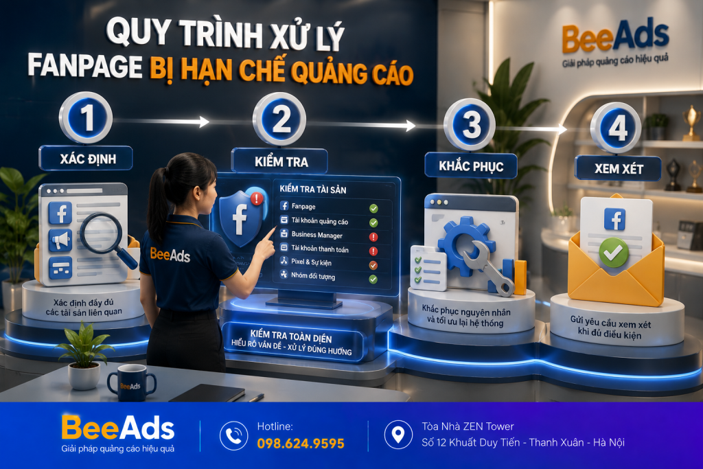 Quy trình xử lý Fanpage bị hạn chế quảng cáo