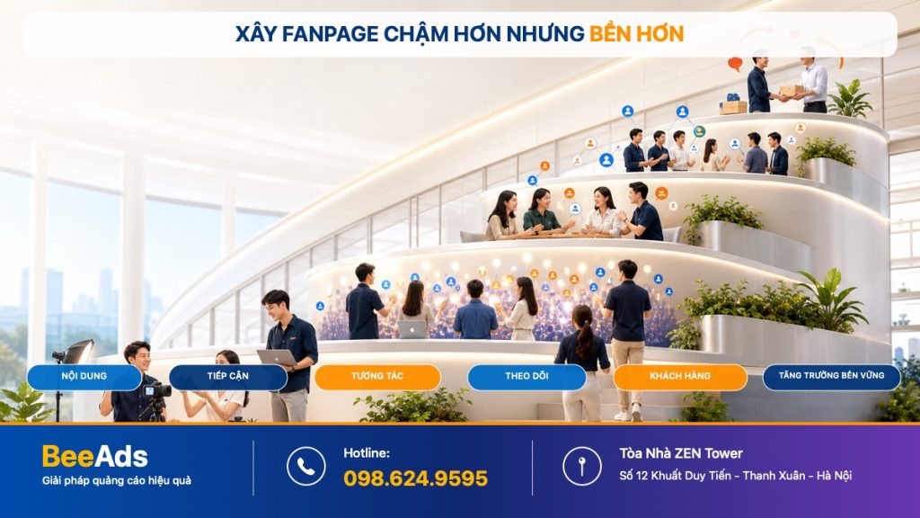 Hành trình từ nội dung quảng cáo tương tác theo dõi đến khách hàng Fanpage