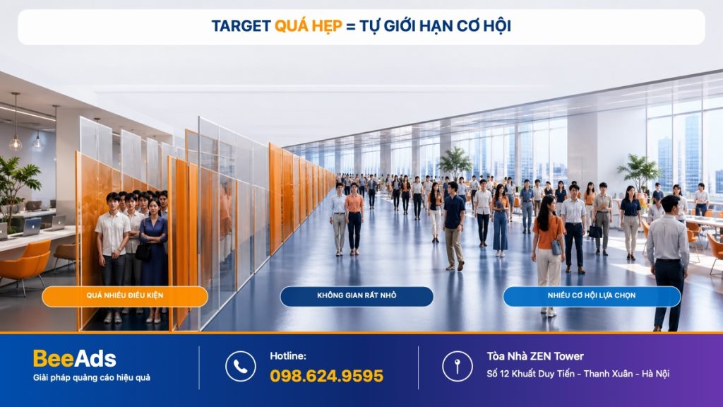 Target quảng cáo Facebook quá hẹp có thể hạn chế khả năng phân phối