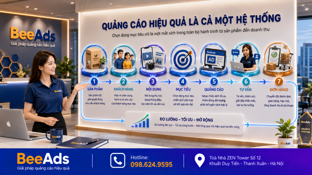Hệ thống quảng cáo Facebook hiệu quả từ sản phẩm khách hàng nội dung đến đơn hàng