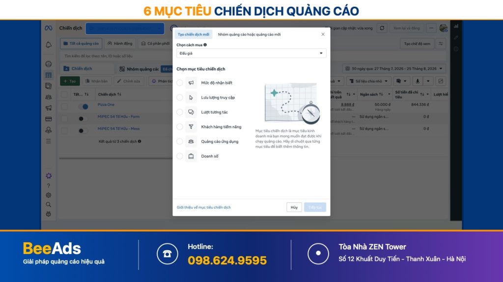 Các mục tiêu trong Trình quản lý quảng cáo Facebook