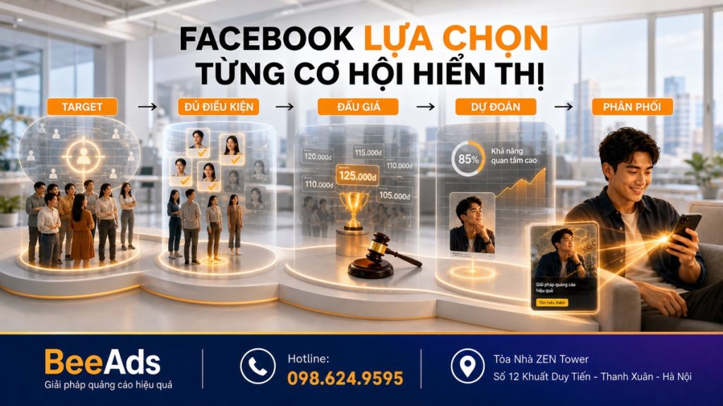 Quy trình Facebook lựa chọn và phân phối quảng cáo