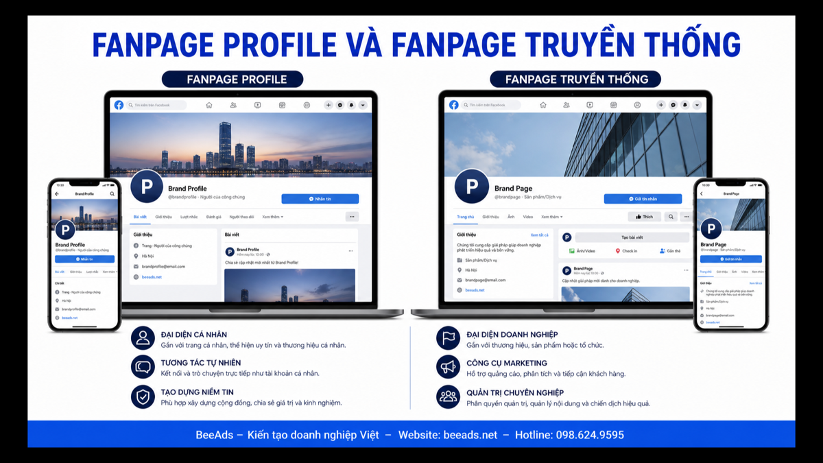 So sánh Fanpage Profile và Fanpage truyền thống