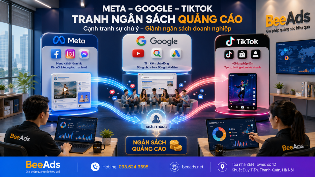 Meta Google và TikTok cạnh tranh ngân sách quảng cáo trực tuyến tại Việt Nam