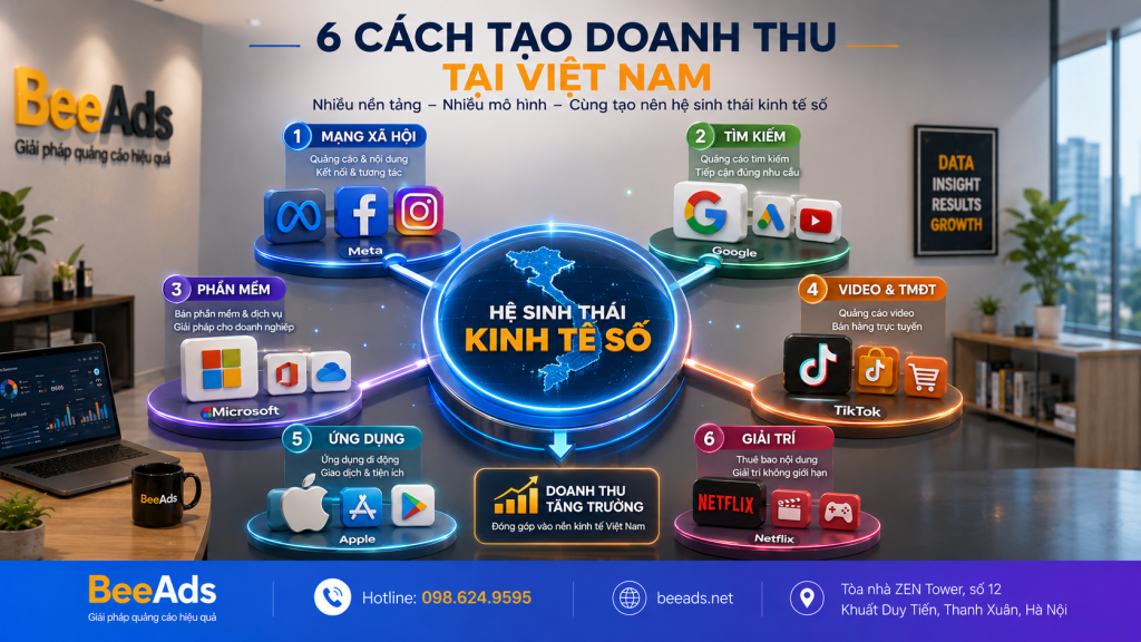 Meta Google Microsoft TikTok Netflix Apple tạo doanh thu tại thị trường Việt Nam