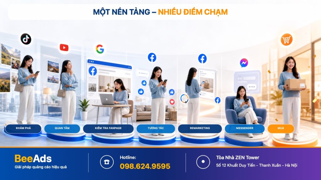 Facebook xuất hiện tại nhiều giai đoạn trong hành trình khách hàng