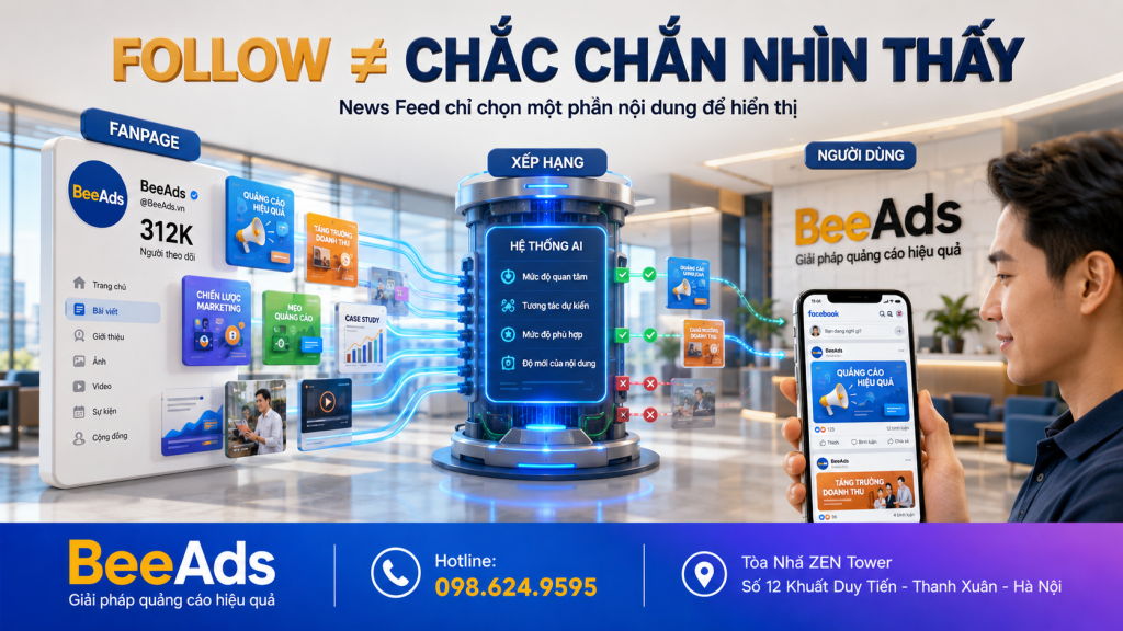 Cơ chế hiển thị News Feed Facebook và khả năng tiếp cận người theo dõi