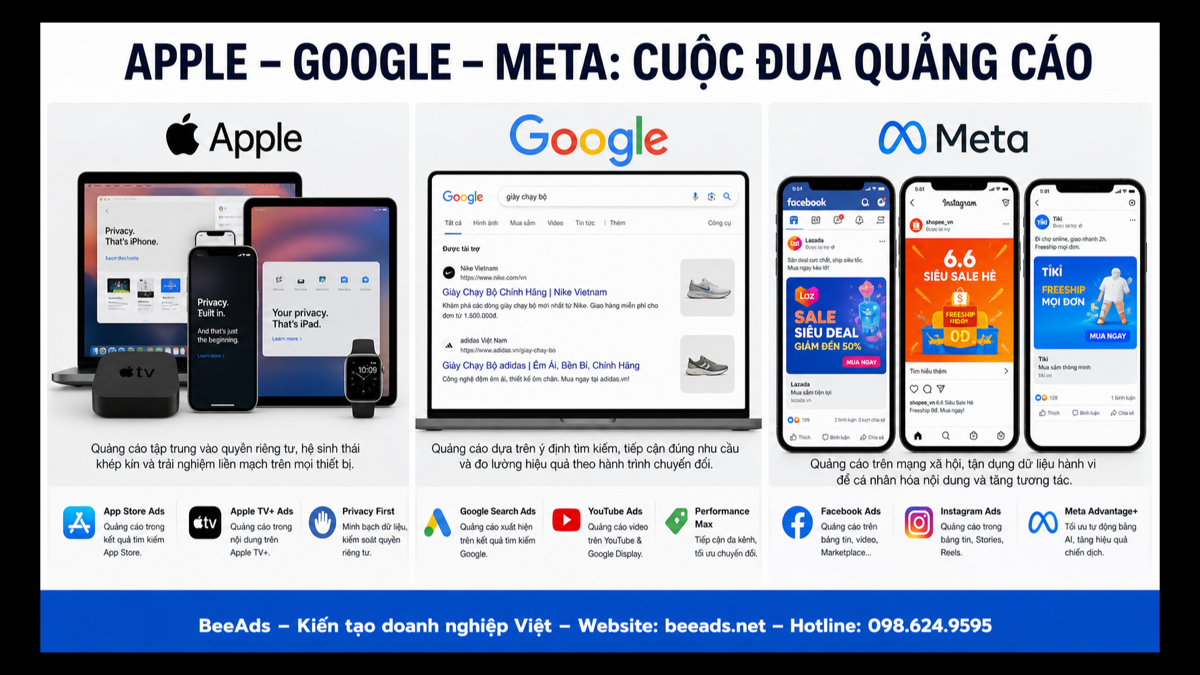 Cuộc đua quảng cáo giữa Apple Google và Meta
