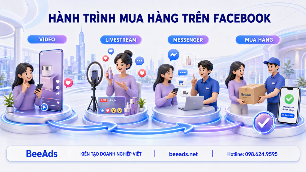 Hành trình mua hàng qua video Livestream và Messenger trên Facebook