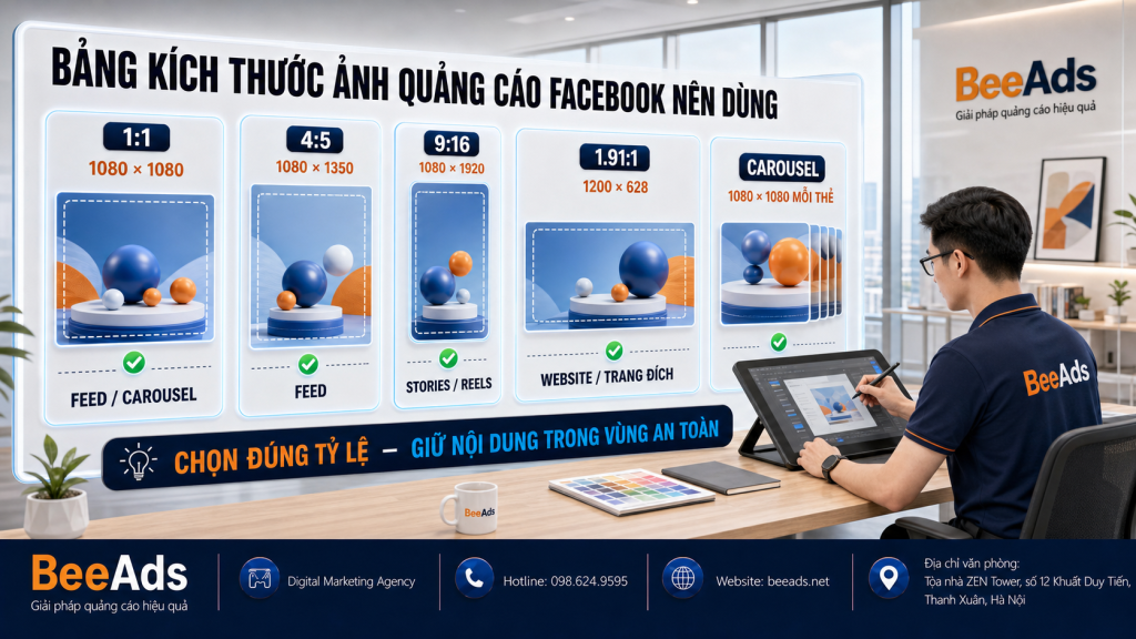 Bảng tỷ lệ và kích thước ảnh quảng cáo Facebook phổ biến