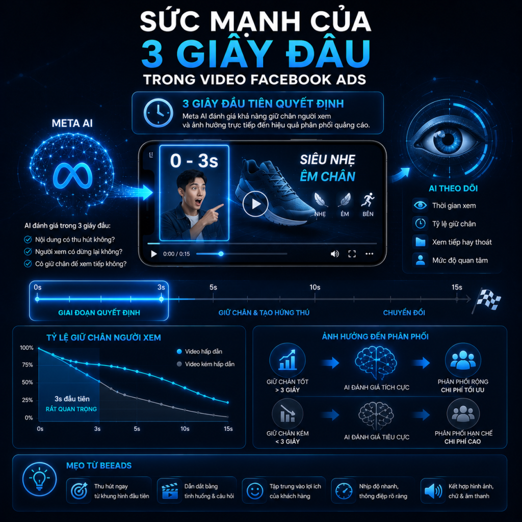 Sức mạnh của ba giây đầu trong video Facebook Ads