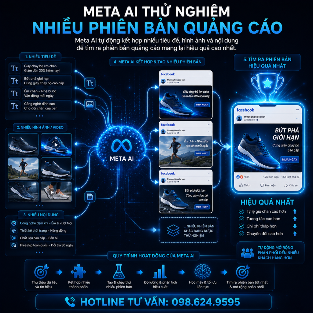 Meta AI thử nghiệm nhiều phiên bản quảng cáo