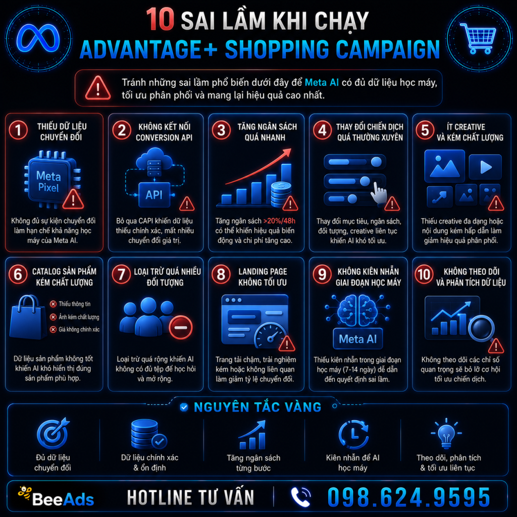 Mười sai lầm khi chạy Advantage+ Shopping Campaign