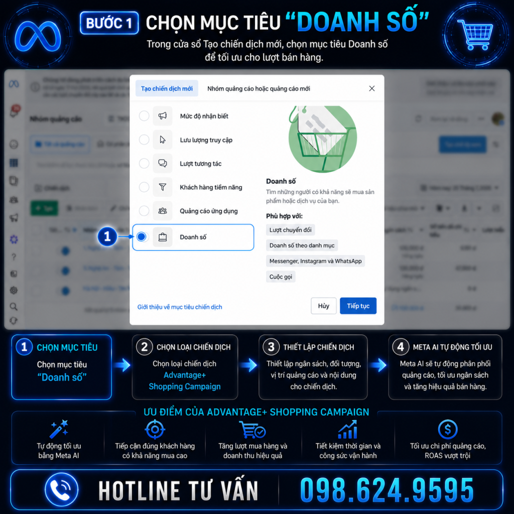 Các bước tạo Advantage+ Shopping Campaign