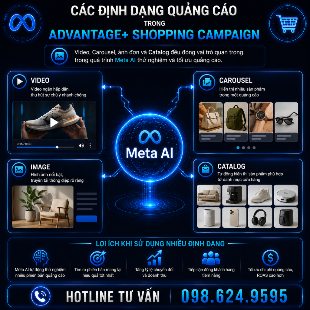 Các định dạng quảng cáo trong Advantage+ Shopping Campaign