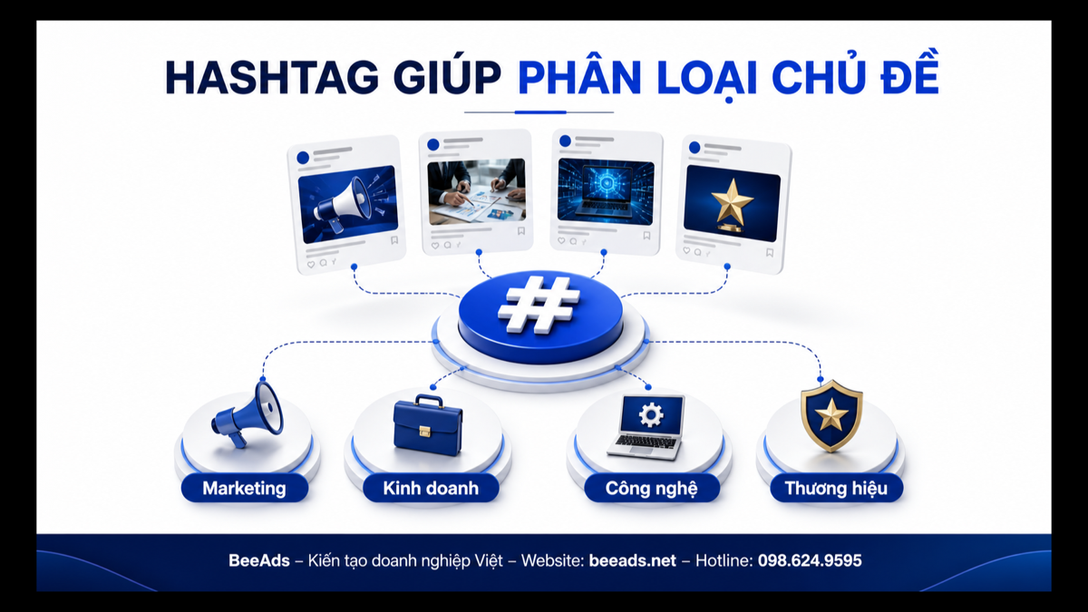 Hashtag giúp phân loại chủ đề trên Facebook