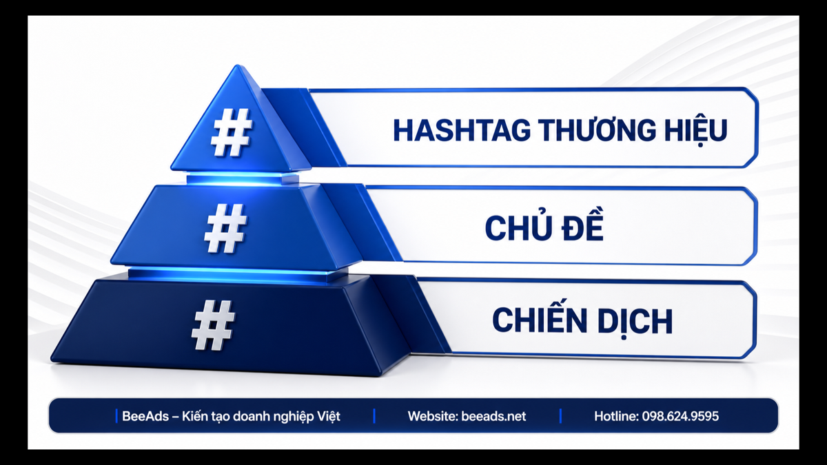 Ba nhóm hashtag thương hiệu chủ đề và chiến dịch