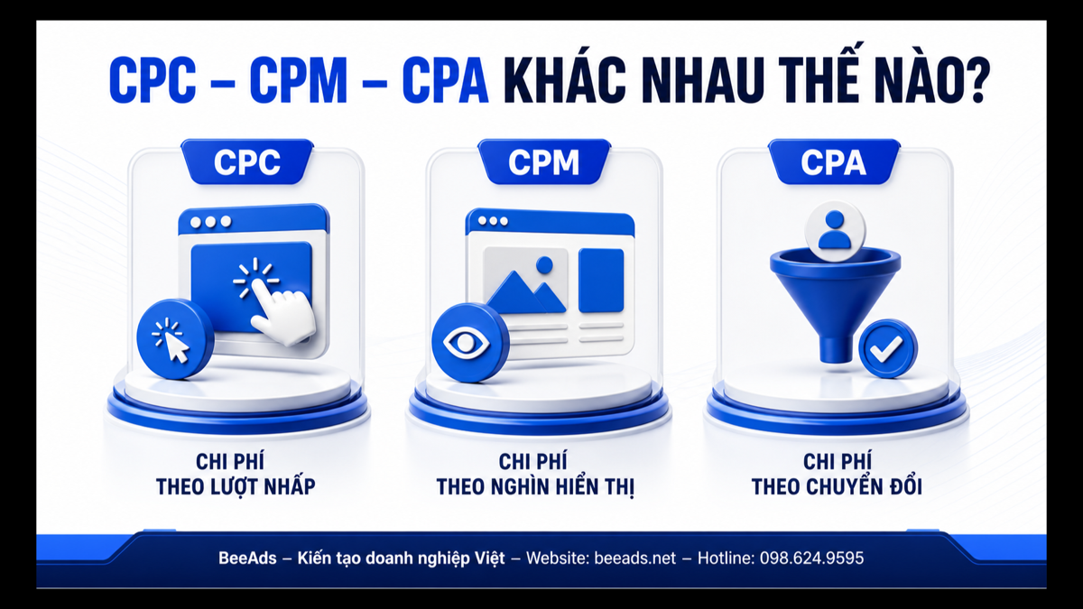 So sánh CPC CPM và CPA trong Google Ads