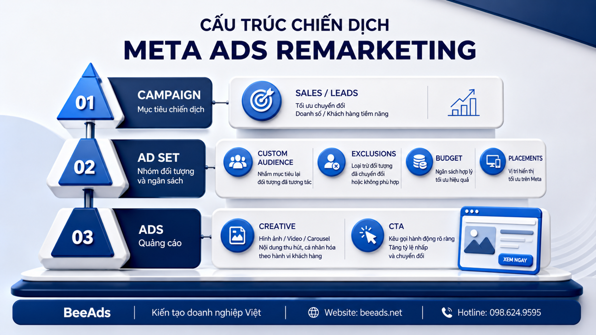 Cấu trúc chiến dịch Meta Ads remarketing