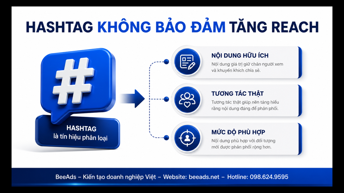 Hashtag không bảo đảm tăng Reach Facebook