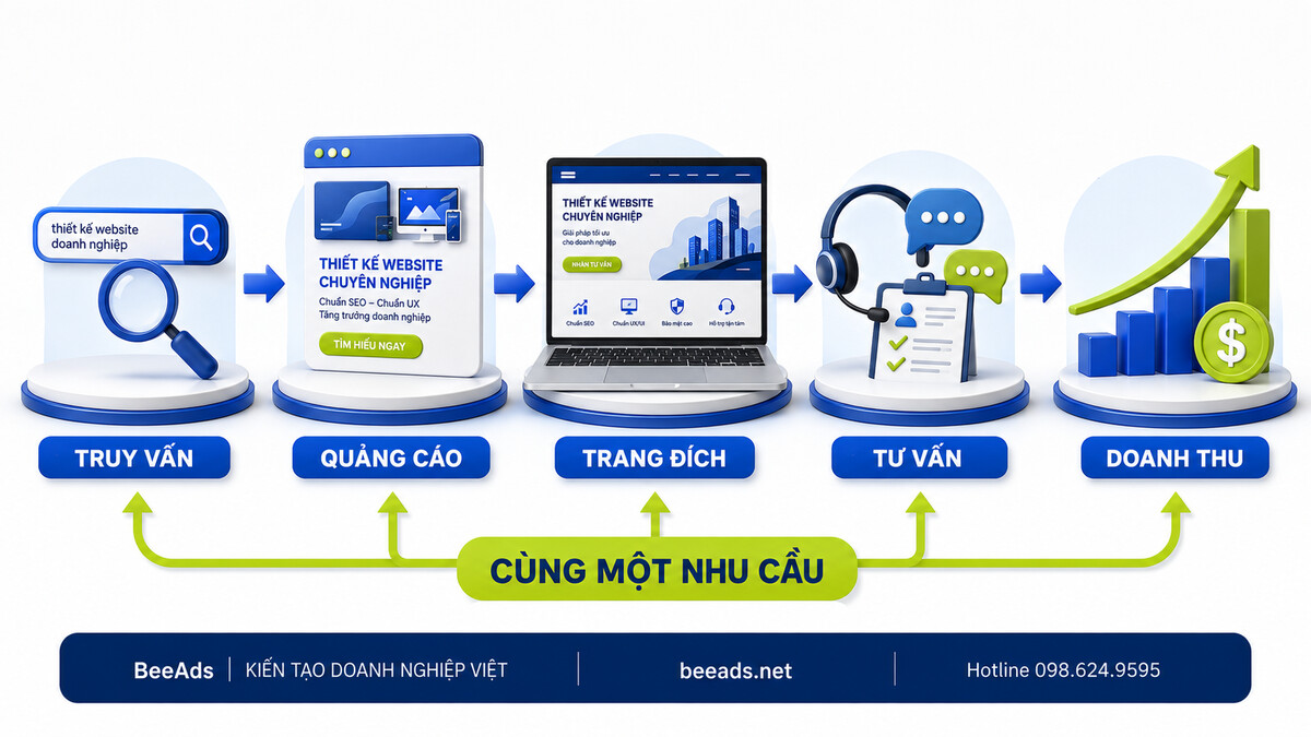 Hành trình từ truy vấn quảng cáo trang đích tư vấn đến doanh thu