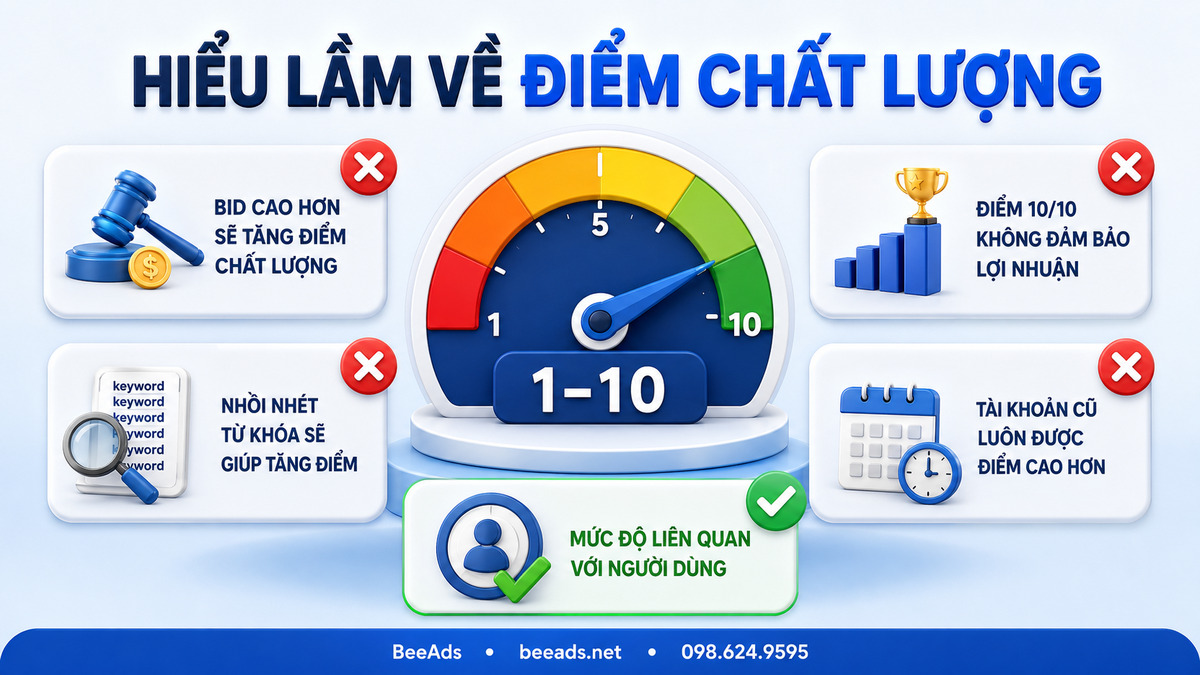 Những hiểu lầm về Điểm chất lượng Google Ads