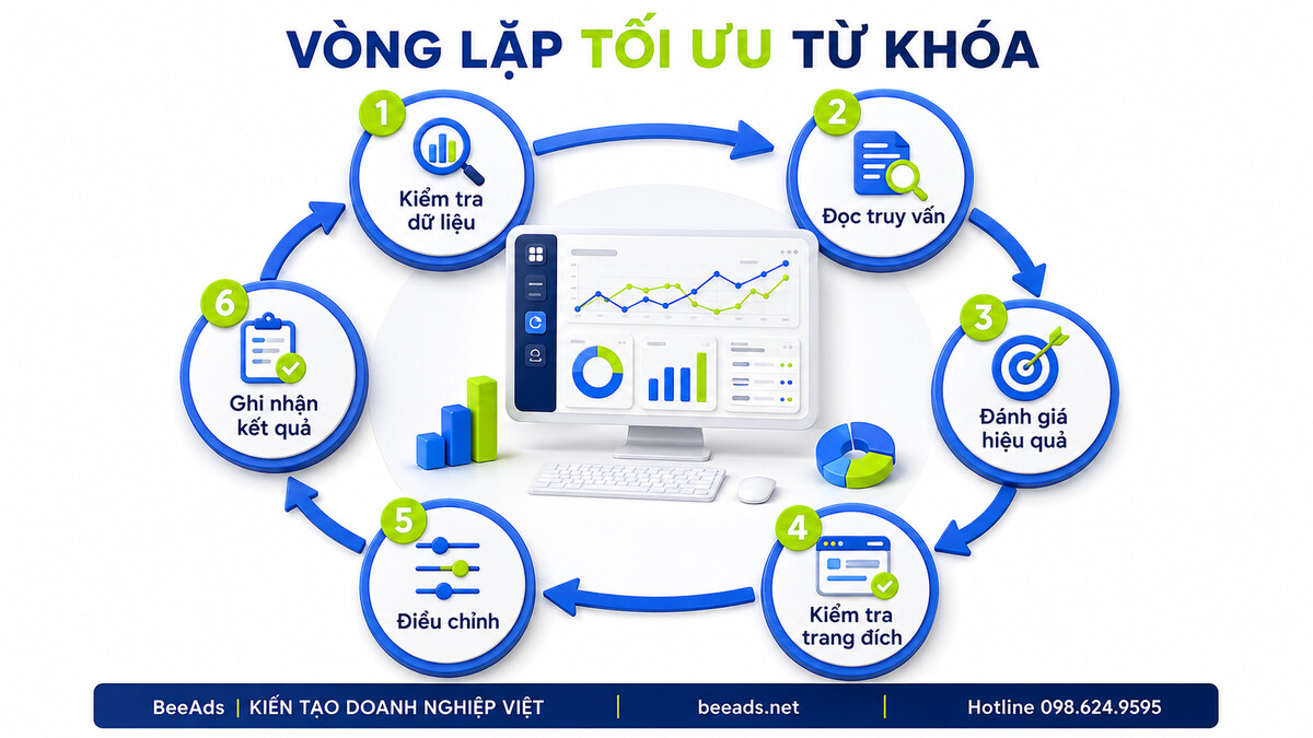 Vòng lặp sáu bước tối ưu từ khóa Google Ads định kỳ