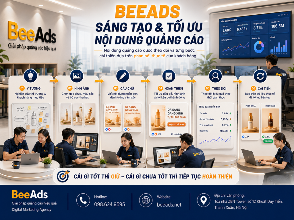 BeeAds sáng tạo nội dung hình ảnh và tối ưu quảng cáo Facebook