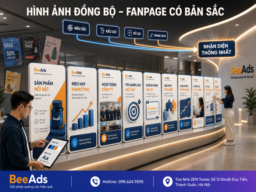 Thiết kế hình ảnh Fanpage đồng bộ giúp doanh nghiệp xây dựng nhận diện thương hiệu