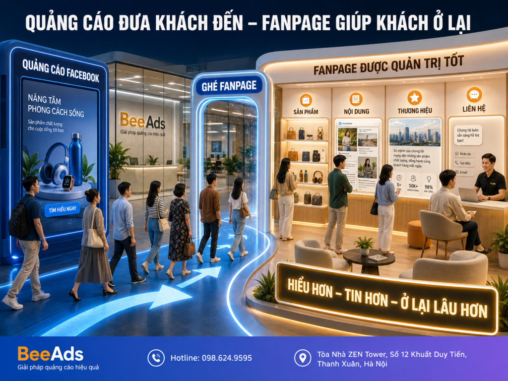 Quảng cáo Facebook kết hợp Fanpage được quản trị tốt giúp tăng trải nghiệm và niềm tin khách hàng