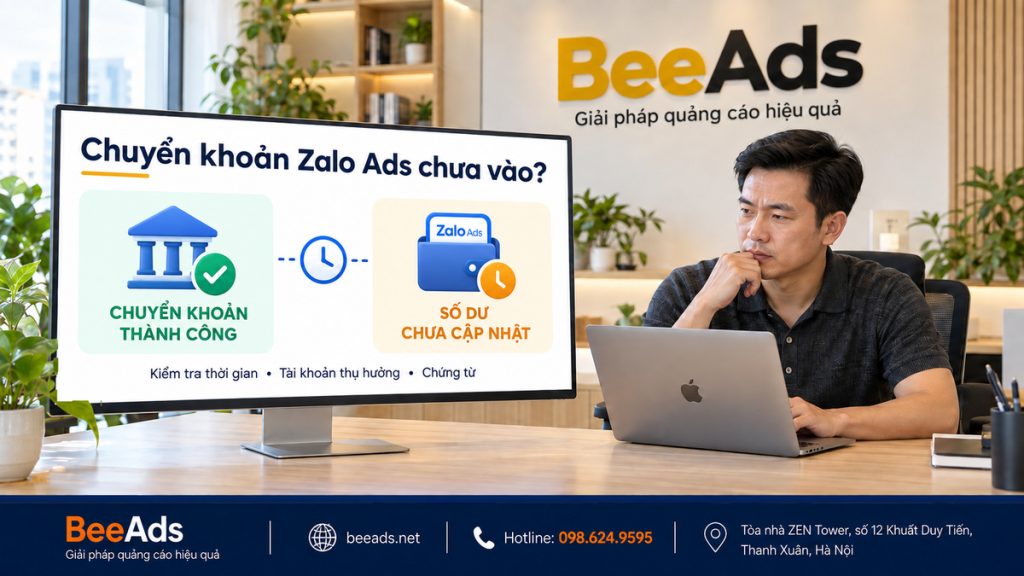 Chuyển khoản Zalo Ads chưa vào tài khoản
