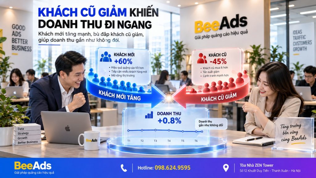 Khách cũ giảm khiến doanh thu không tăng dù quảng cáo vẫn hiệu quả