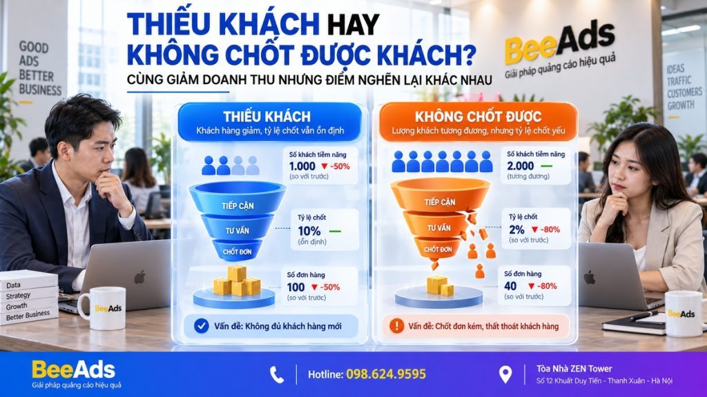Phân biệt thiếu khách và không chốt được khách khi doanh thu giảm