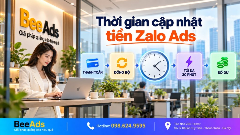 Thời gian cập nhật tiền Zalo Ads