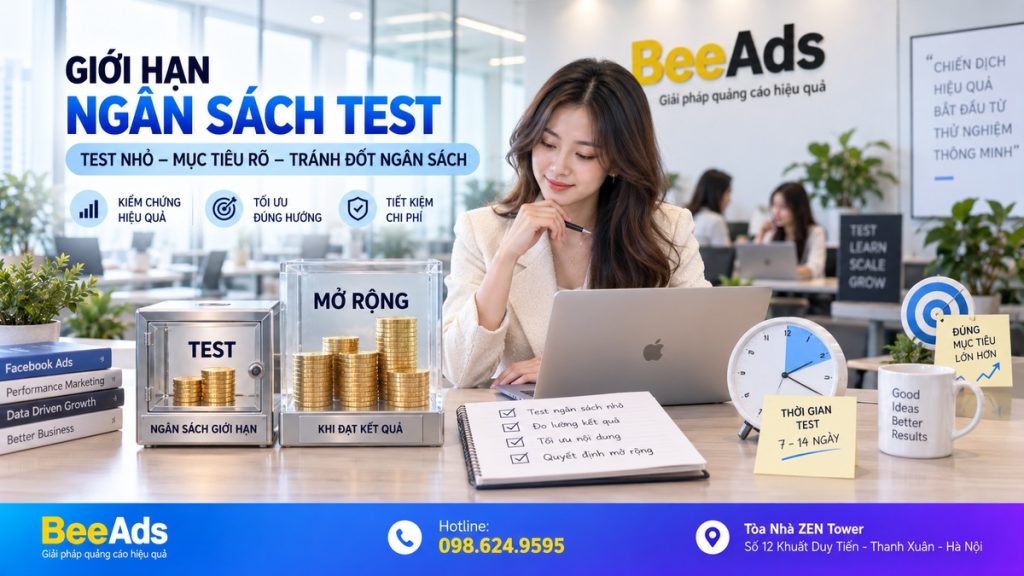 Đặt giới hạn ngân sách khi test sản phẩm mới bằng Facebook Ads