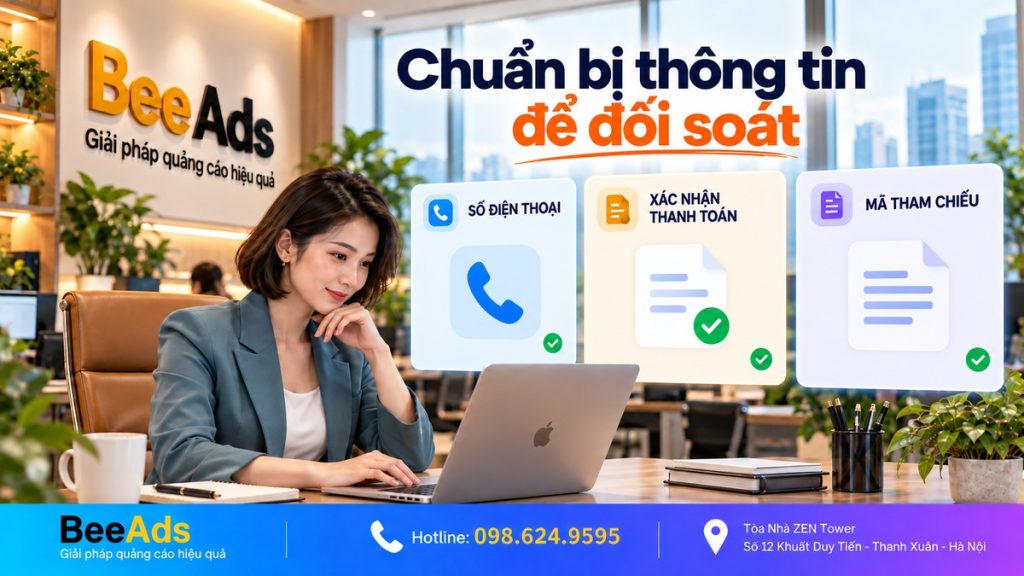 Thông tin đối soát khi nạp tiền Zalo Ads chưa vào