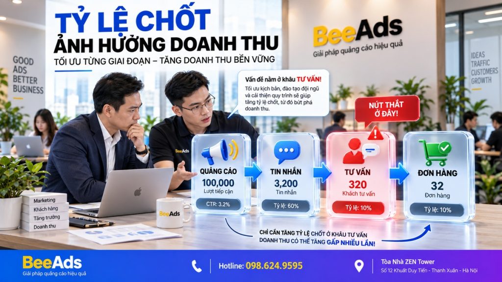 Tỷ lệ chốt ảnh hưởng đến doanh thu dù quảng cáo vẫn mang nhiều khách