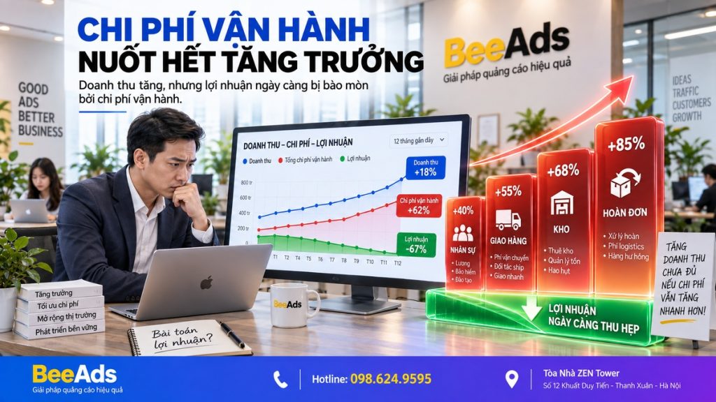 Chi phí vận hành tăng làm doanh thu tăng nhưng lợi nhuận không tăng