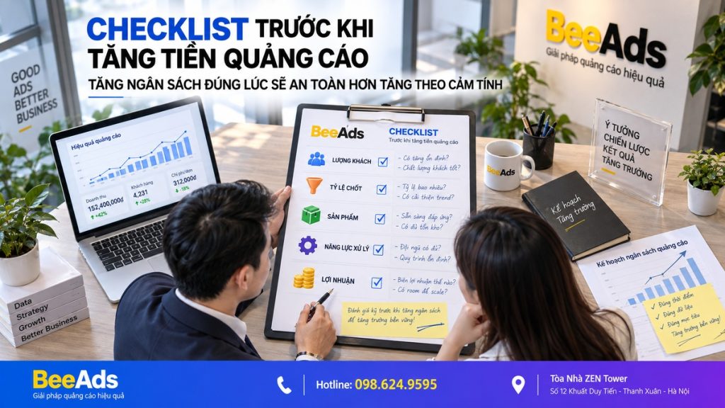Checklist trước khi tăng ngân sách quảng cáo khi doanh thu giảm