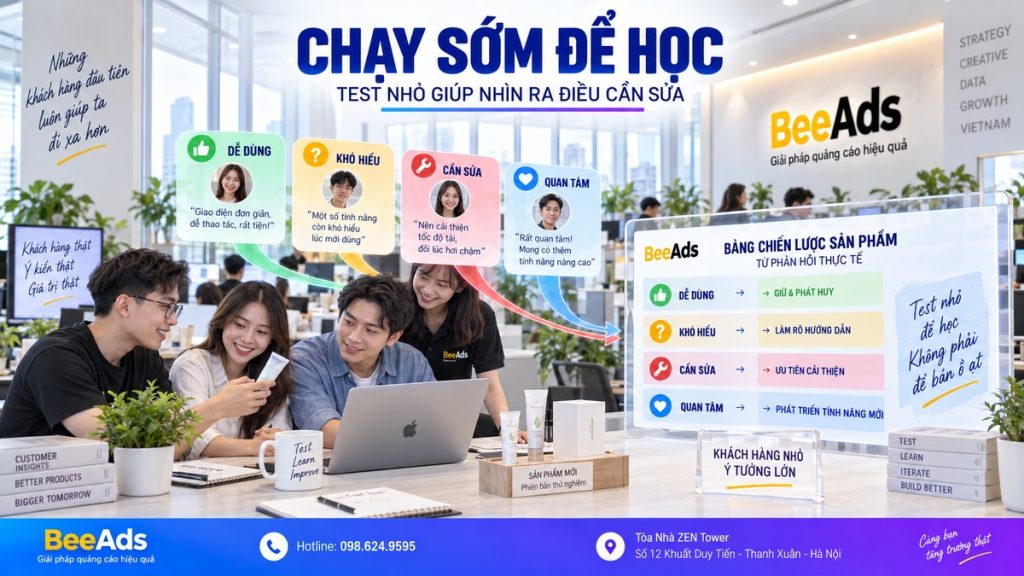 Chạy quảng cáo sớm để test sản phẩm và học từ thị trường