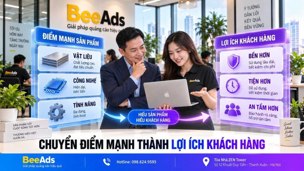 Chuyển điểm mạnh sản phẩm thành lợi ích khách hàng dễ hiểu