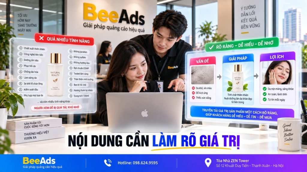 Nội dung quảng cáo cần làm rõ giá trị sản phẩm với khách hàng