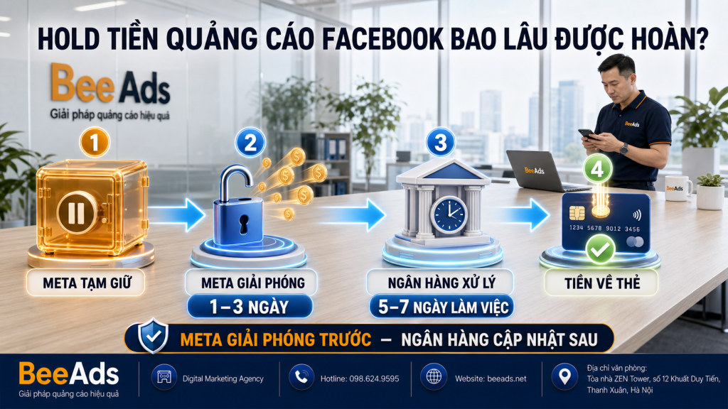 Hold tiền quảng cáo Facebook bao lâu được hoàn?