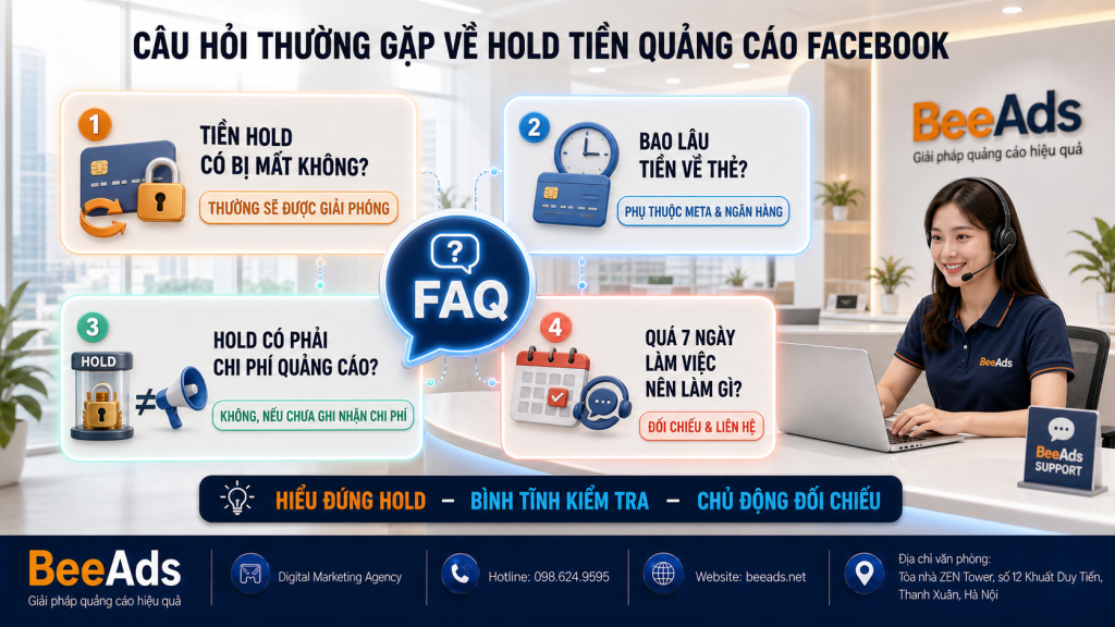 Câu hỏi thường gặp về hold tiền quảng cáo Facebook